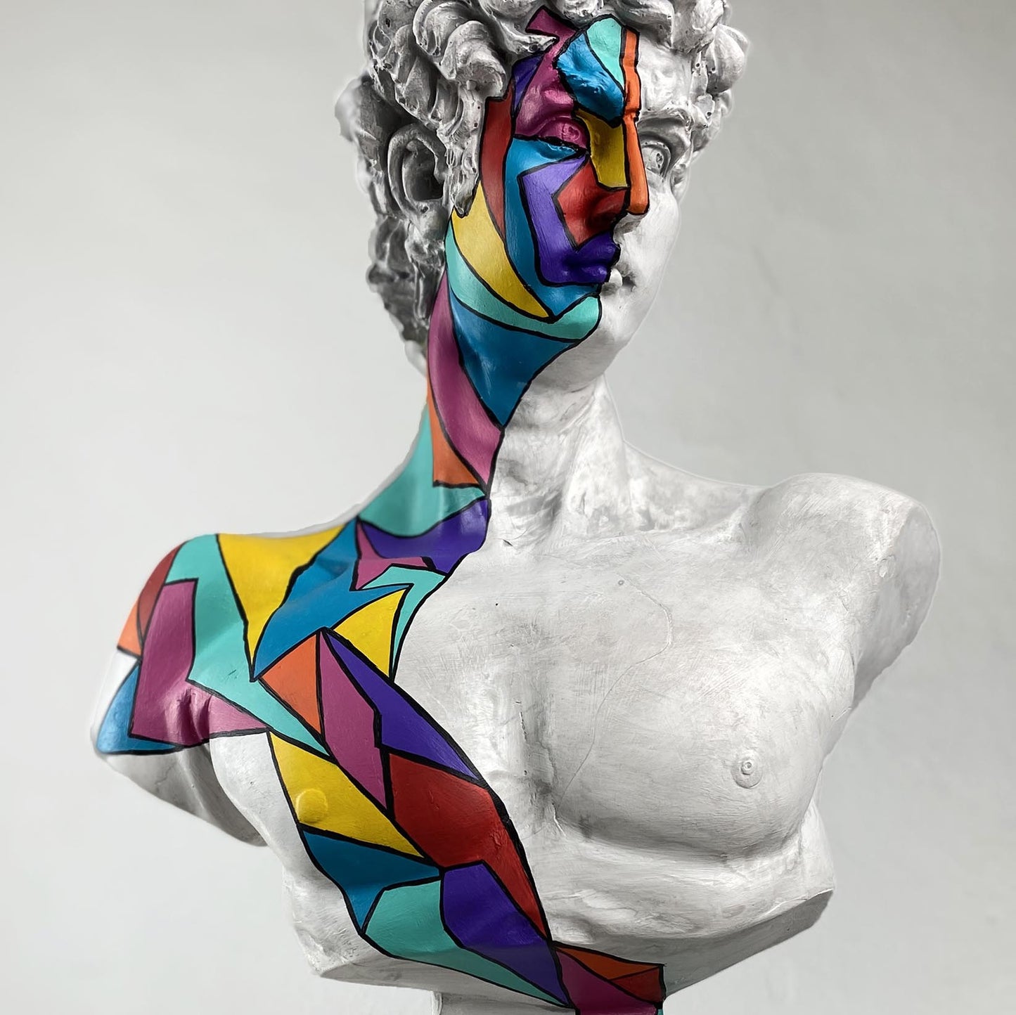 David 'Cubic' Pop Art Sculpture, Modern Home Decor, Large Sculpture