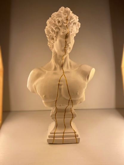 David 'Gold Streak' Pop Art Sculpture, Modern Home Decor, Large Sculpture