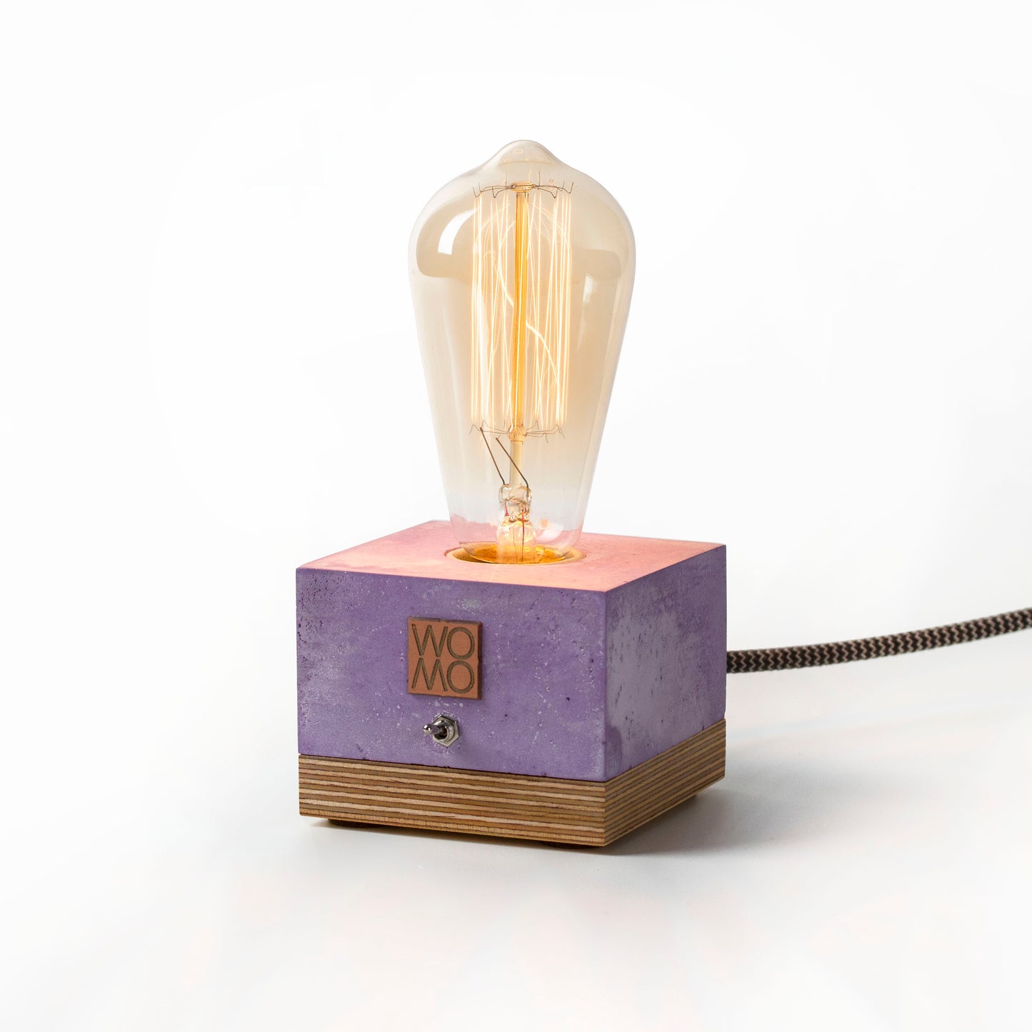 Purple Concrete Table Lamp with Toggle Switch, Modern Table Lamps