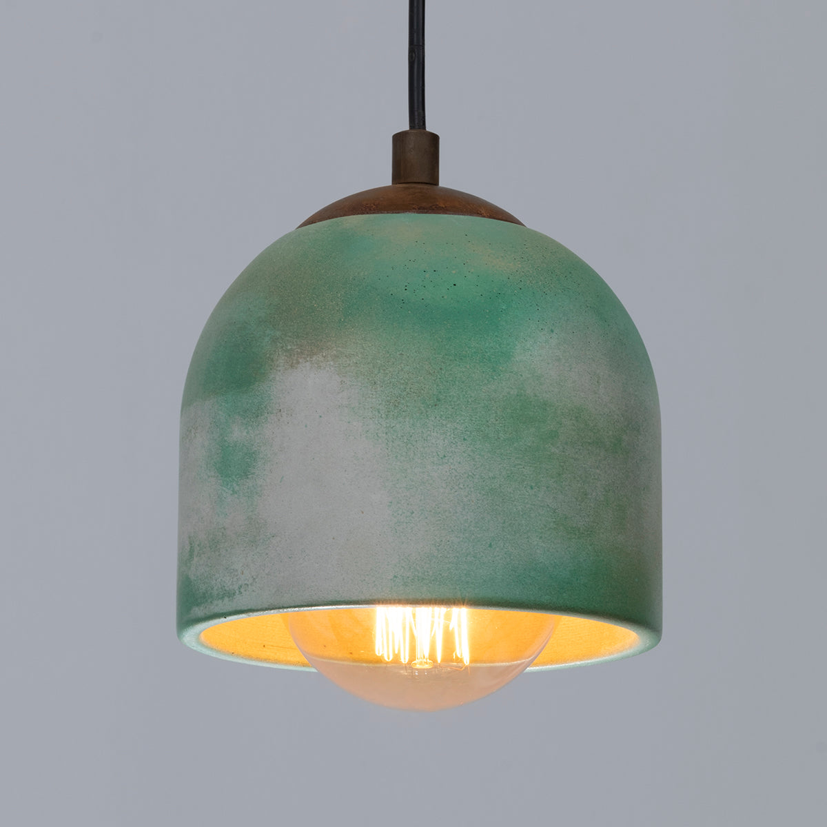 Rusty Green Concrete Pendant Lamp with Metal Detail, Modern Pendant Lamp