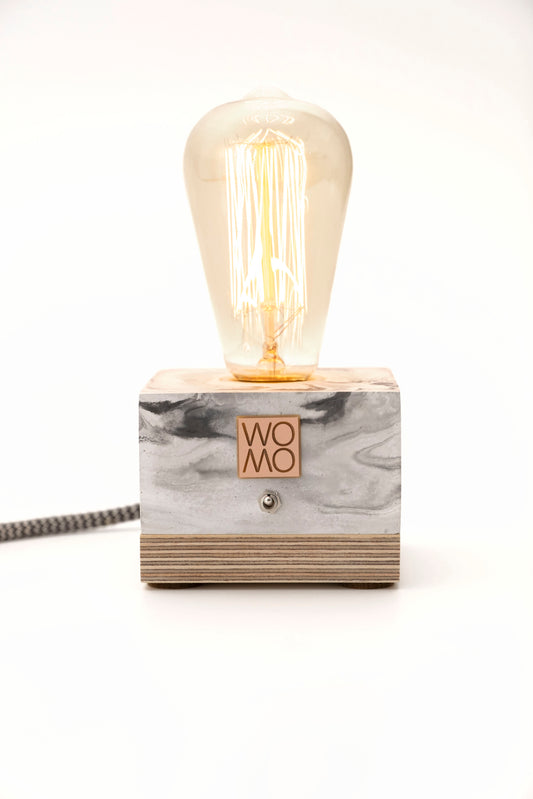 White Concrete Table Lamp with Toggle Switch, Modern Table Lamps