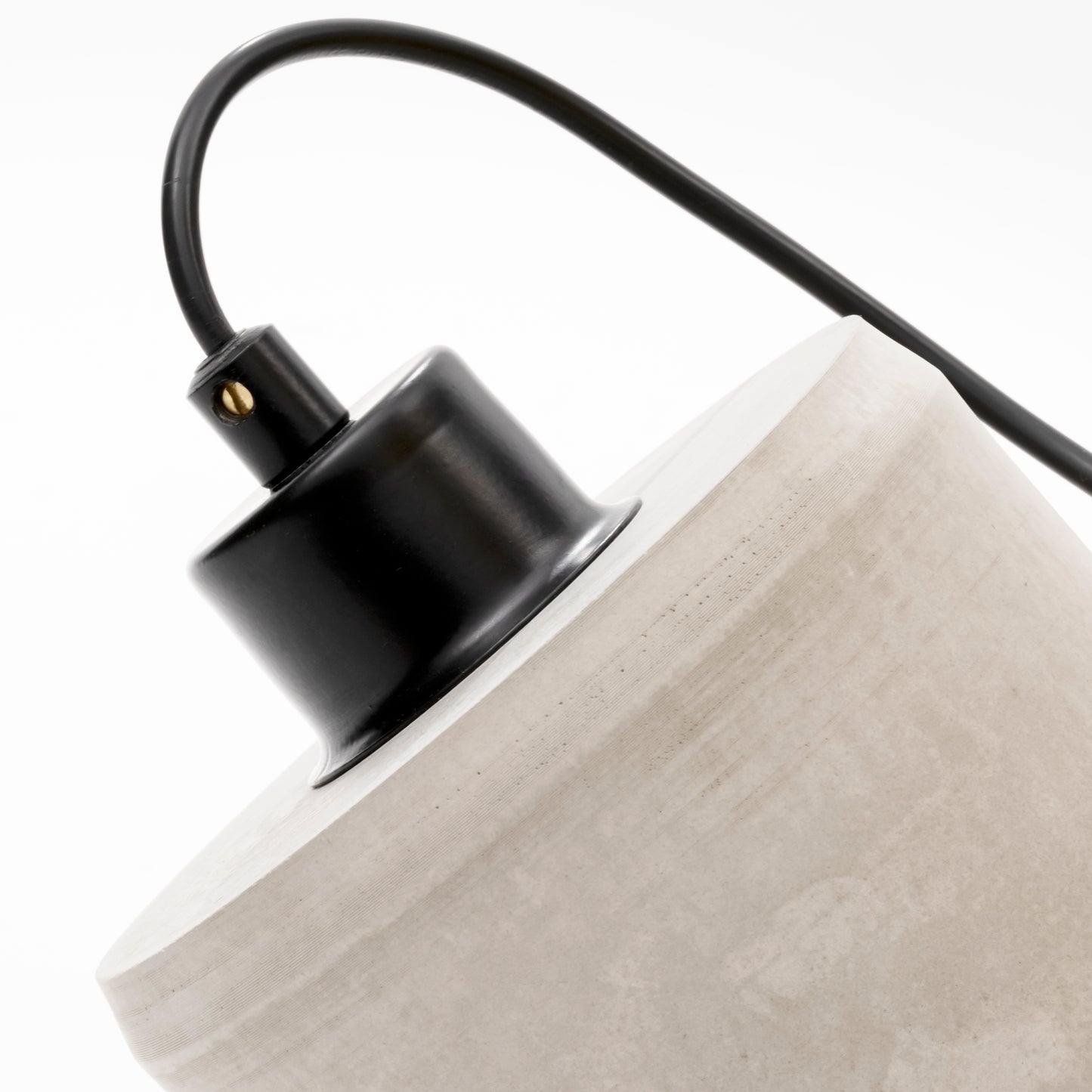 Brown Concrete Cylinder Pendant Lamp with Metal Detail, Modern Pendant Lamp