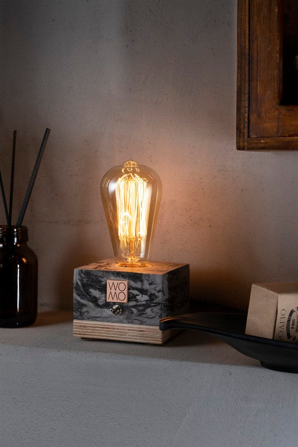 Black Concrete Table Lamp with Toggle Switch, Modern Table Lamps