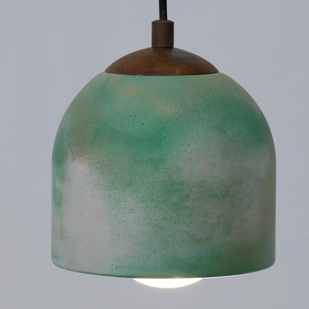 Rusty Green Concrete Pendant Lamp with Metal Detail, Modern Pendant Lamp