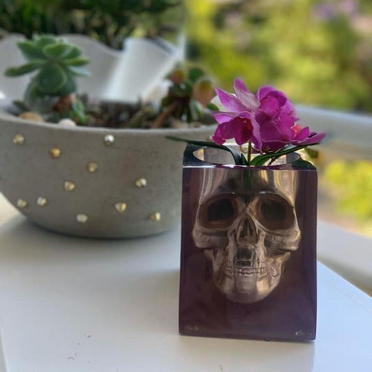 Skull Tealight Candle Holder Resin Figure, Modern Epoxy Home Decor
