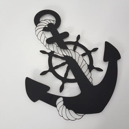Anchor with Rudder Metal Wall Art, Modern Metal Wall Decor