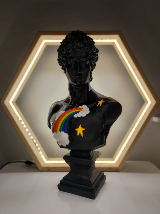David 'Rainbow' Pop Art Sculpture, Modern Home Decor, Large Sculpture