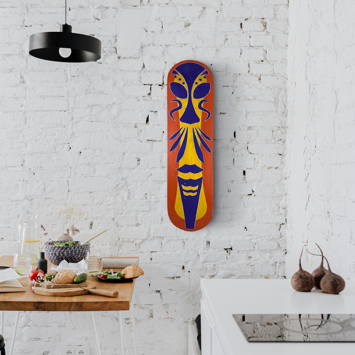 Skateboard Wall Art, "African Mask" Hand-Painted Wall Decors