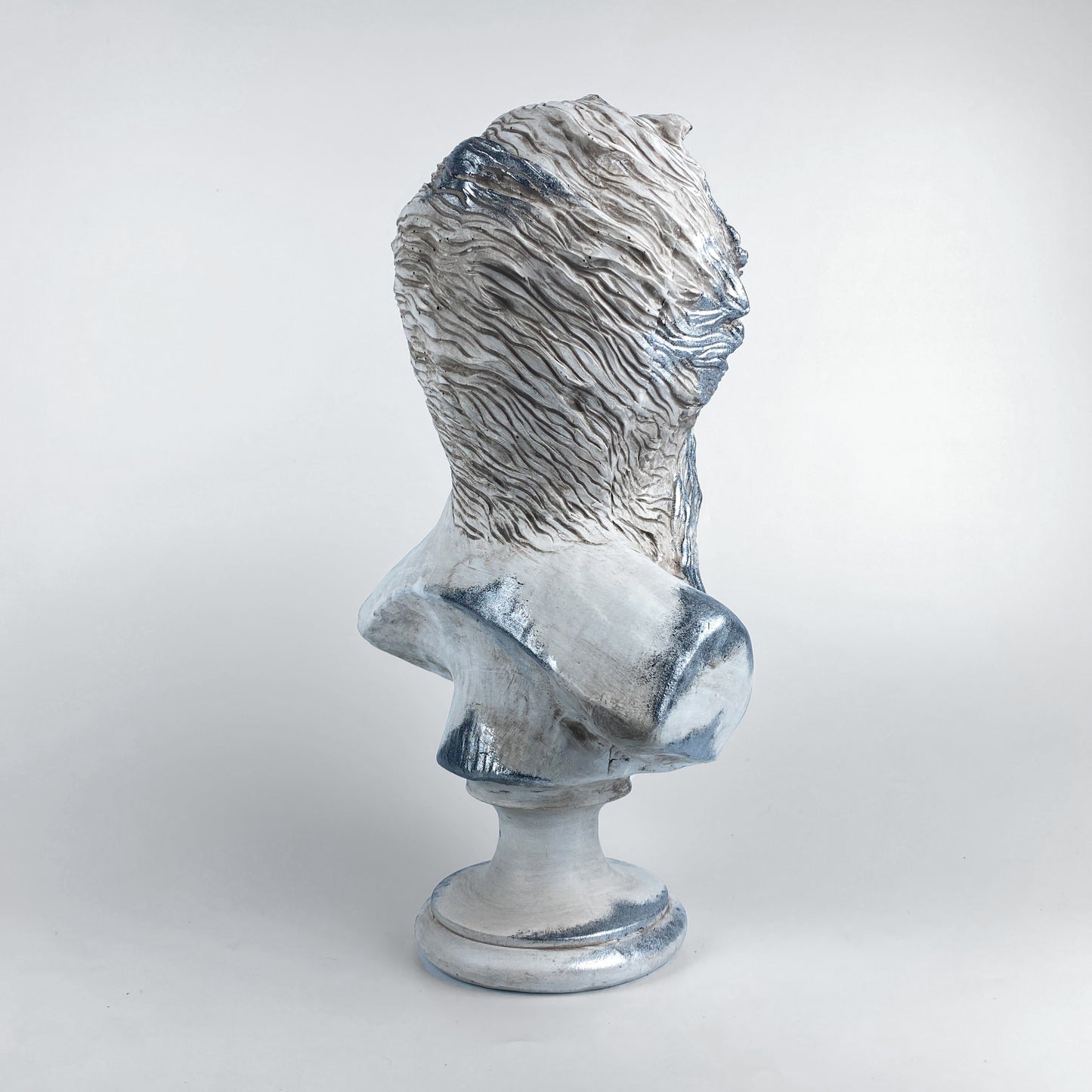 Poseidon 'Silver Moss' Pop Art Sculpture, Modern Home Decor