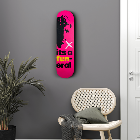 Skateboard Wall Art Set, "Fun-eral" Hand-Painted Wall Decor