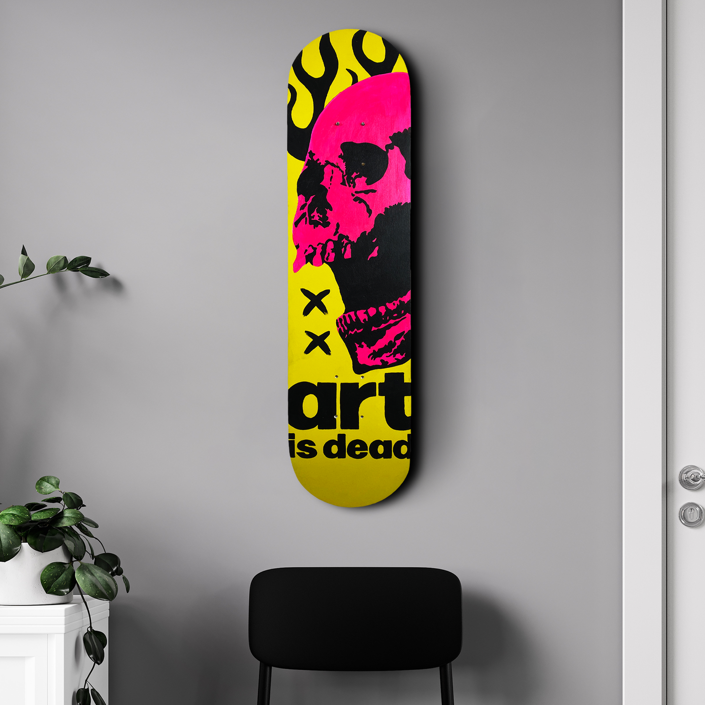 Skateboard Wall Art Set, "Mortal Art" Hand-Painted Wall Decor
