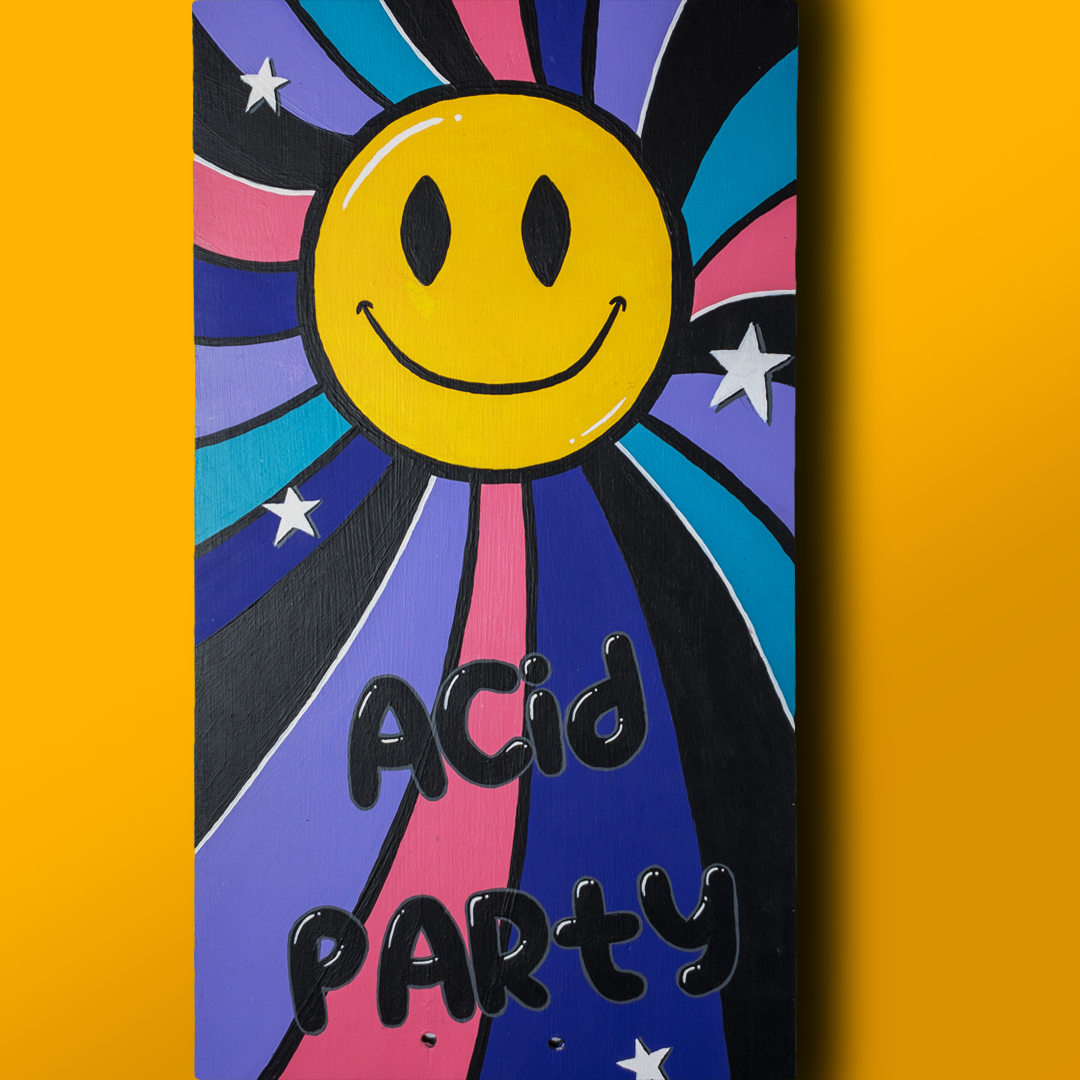 Skateboard Wall Art, "Acid Party" Hand-Painted Wall Decors