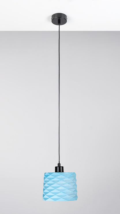 Blue Concrete Pendant Lamp with Metal Detail, Modern Pendant Lamp
