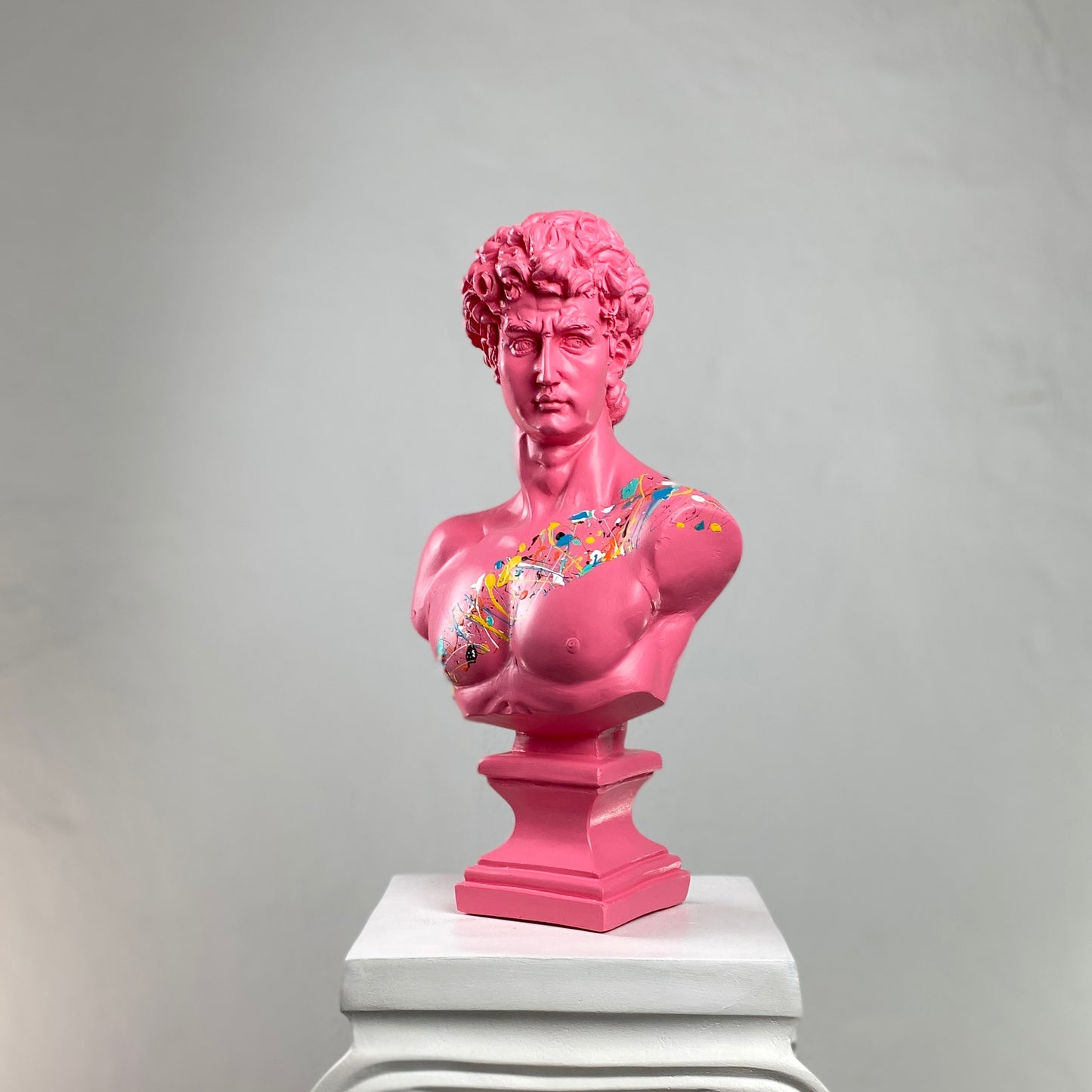 David 'Pink Candy' Pop Art Sculpture, Modern Home Decor, Large Sculpture