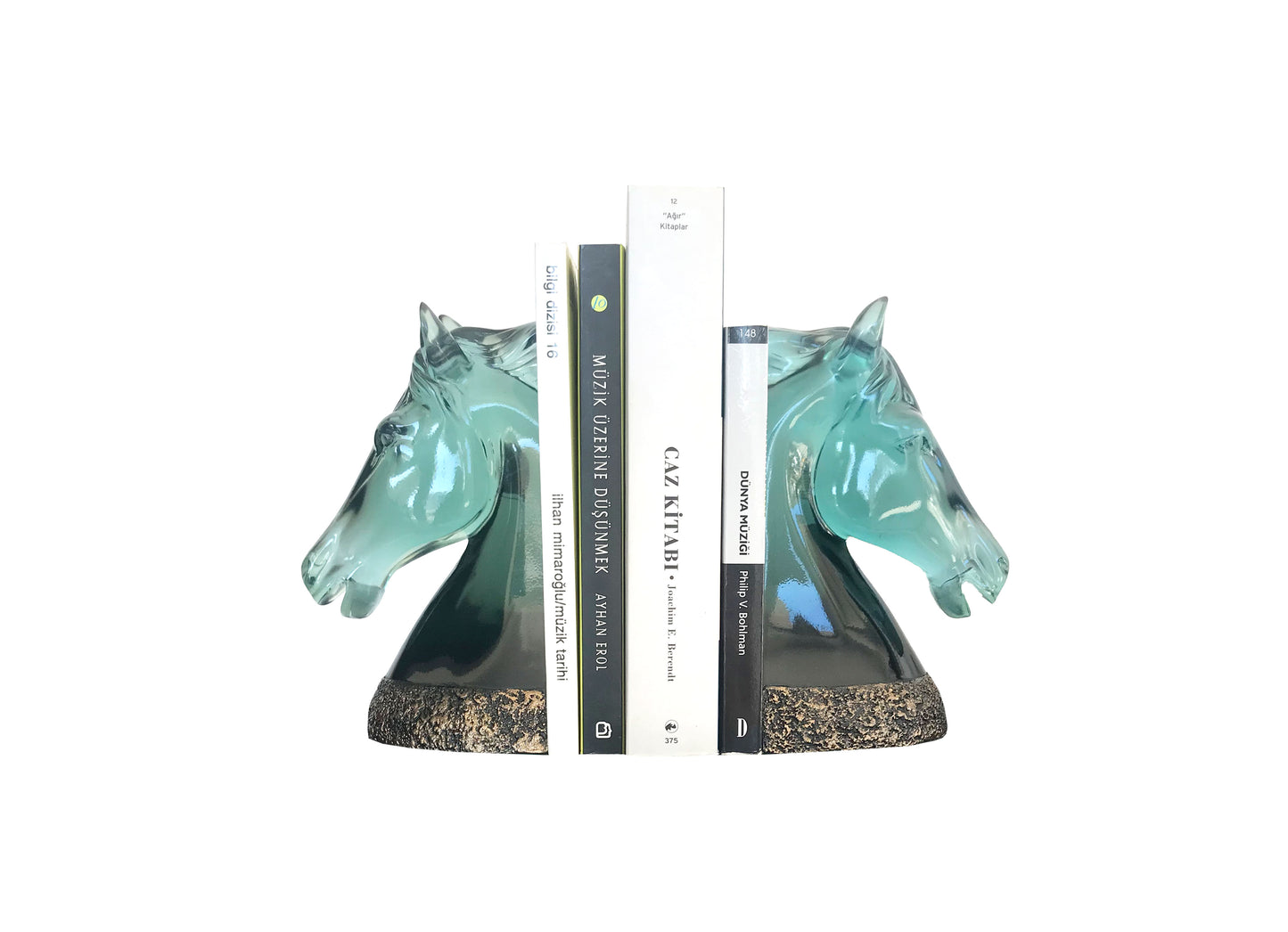 Double Horse Book Holder Resin Figure, Modern Epoxy Home Decor