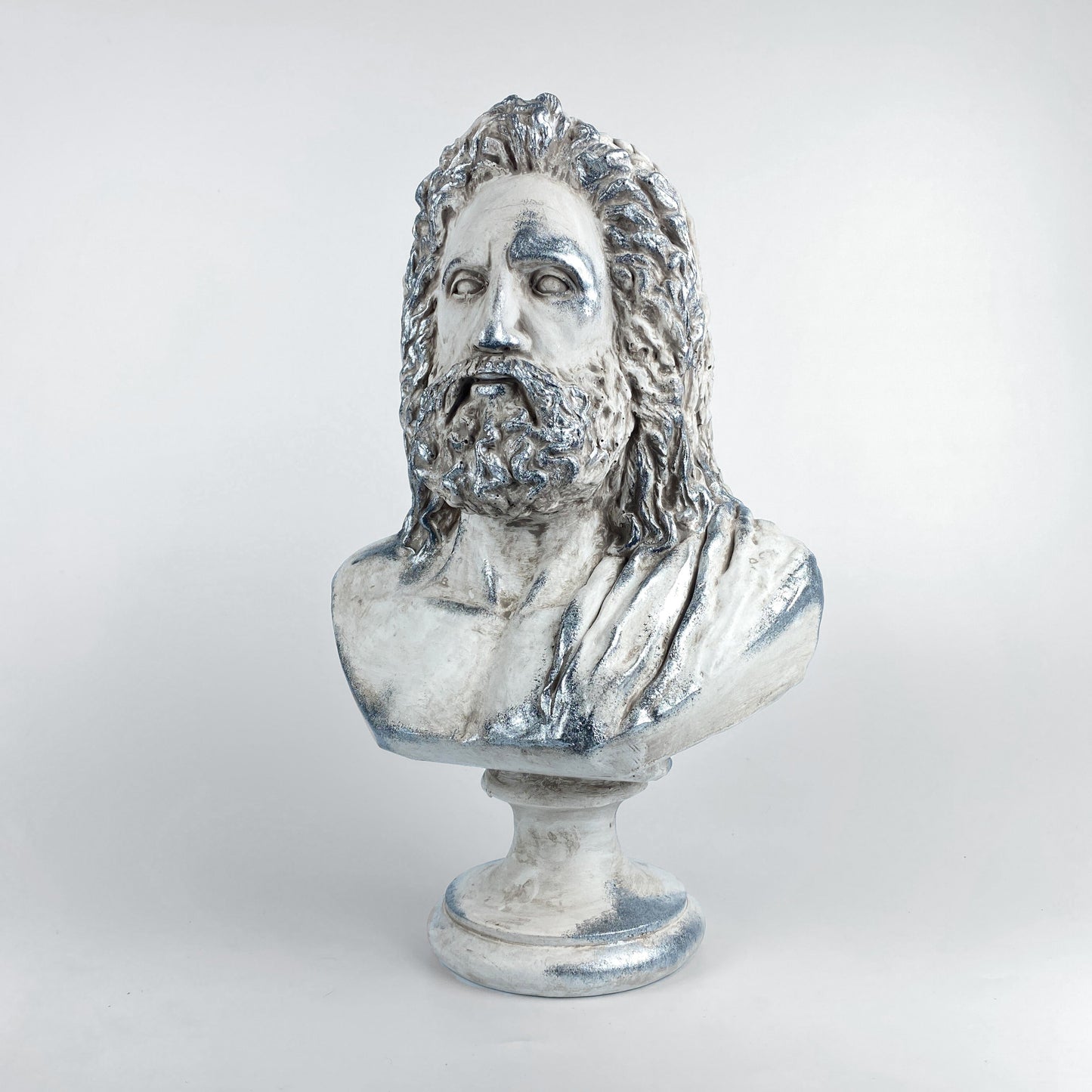 Poseidon and Zeus 'Silver Moss' Pop Art Sculpture Set, Modern Home Decors
