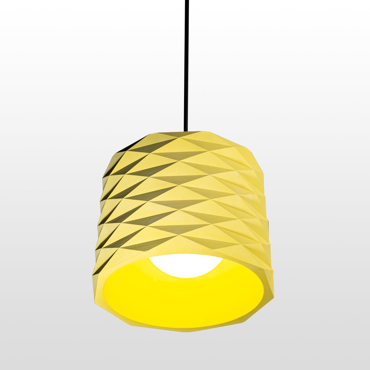 Yellow Concrete Pendant Lamp with Metal Detail, Modern Pendant Lamp