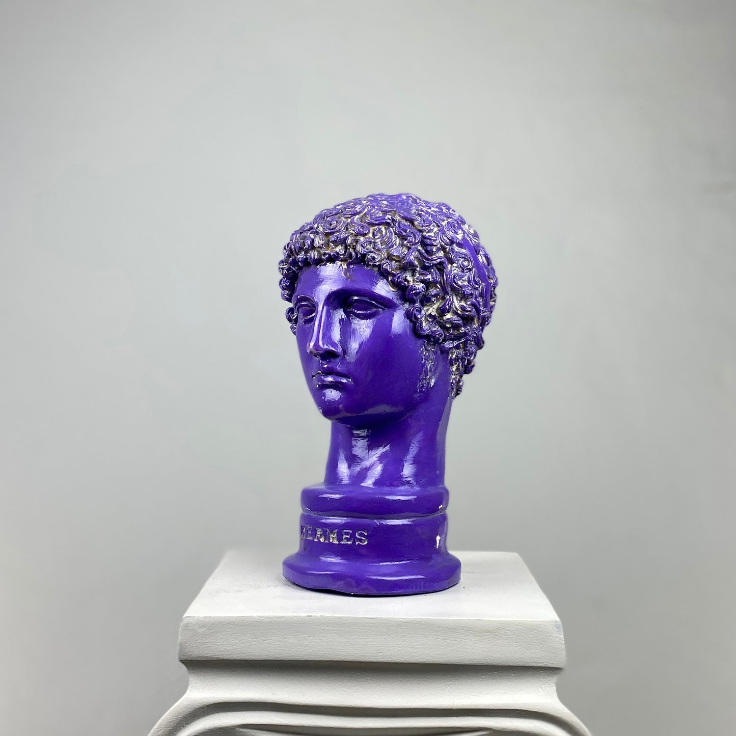 Hermes 'Purple Pearl' Pop Art Sculpture, Modern Home Decor