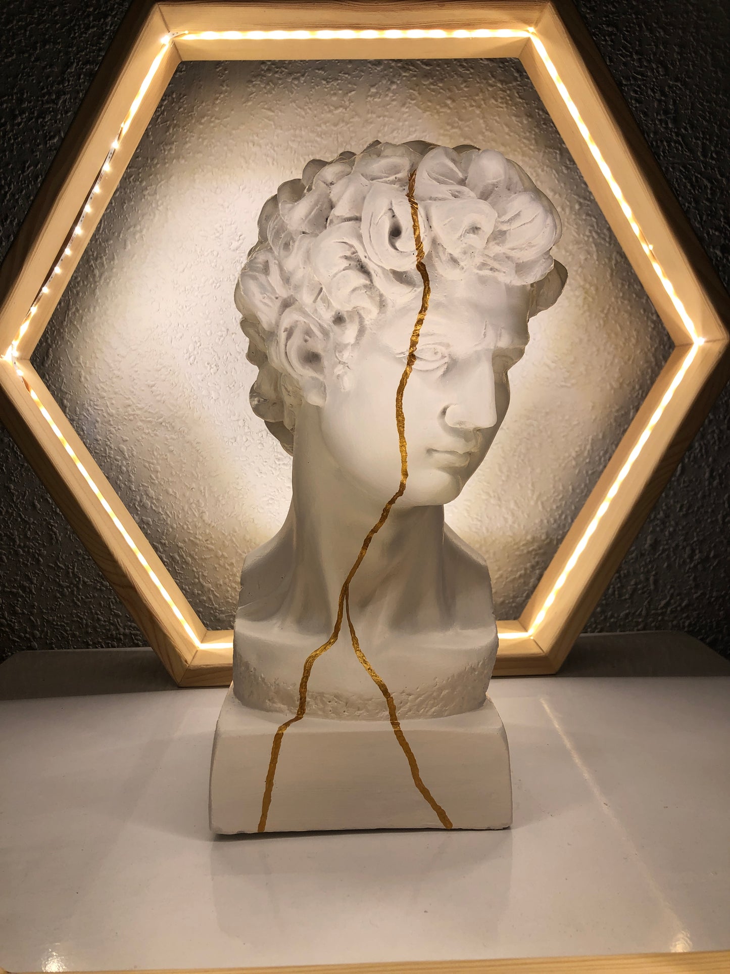 David 'Gold Streak' Pop Art Sculpture Set, Modern Home Decors
