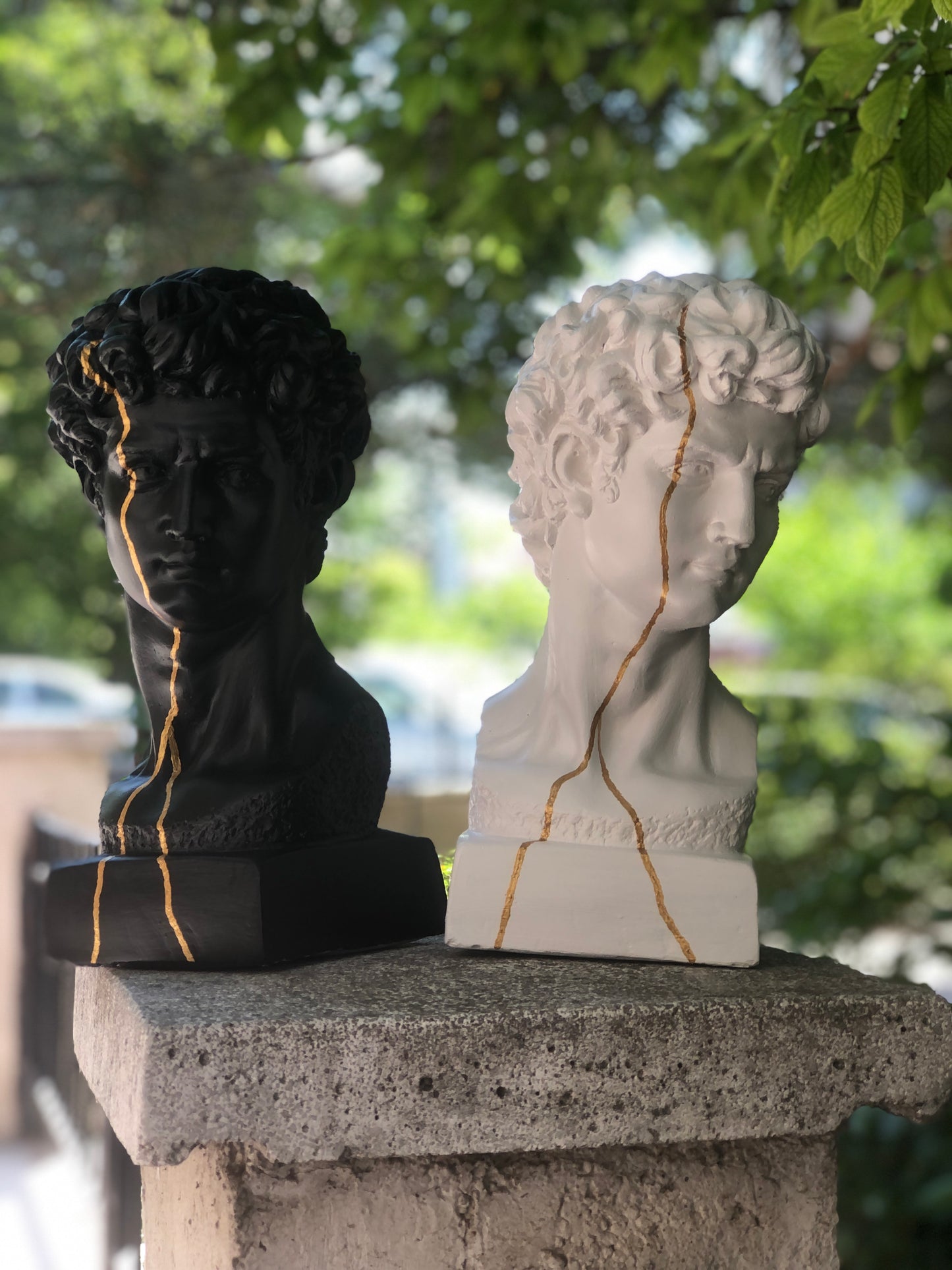 David 'Gold Streak' Pop Art Sculpture Set, Modern Home Decors