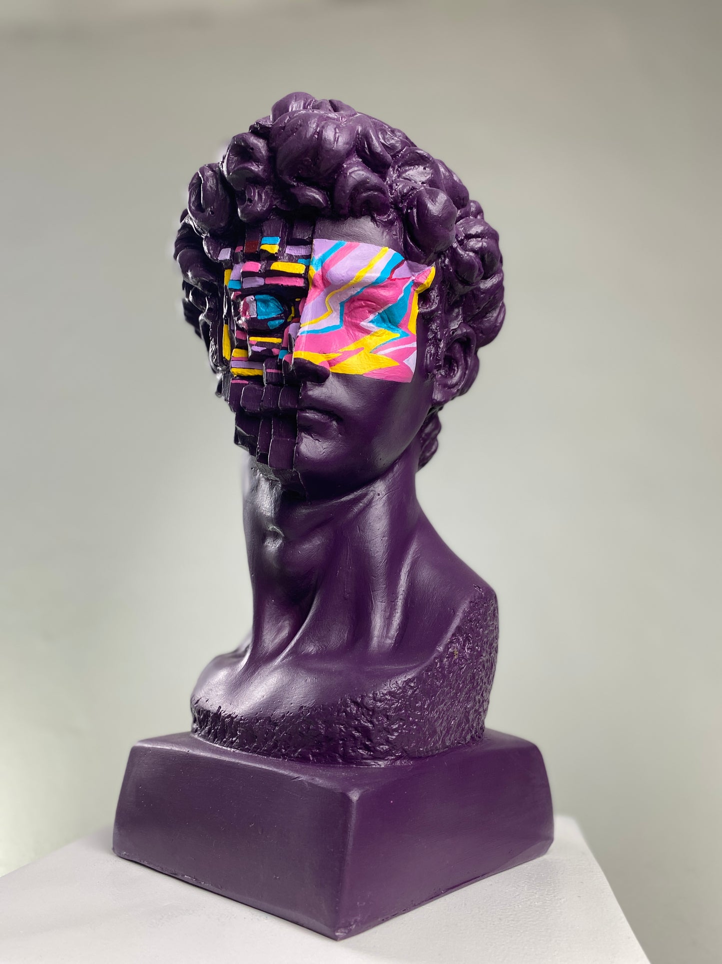 David 'Purple Pop' Pop Art Sculpture, Modern Home Decor