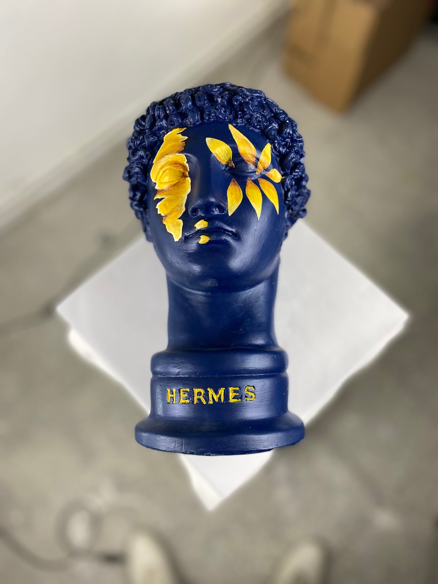 Hermes 'Sunflower' Pop Art Sculpture, Modern Home Decor
