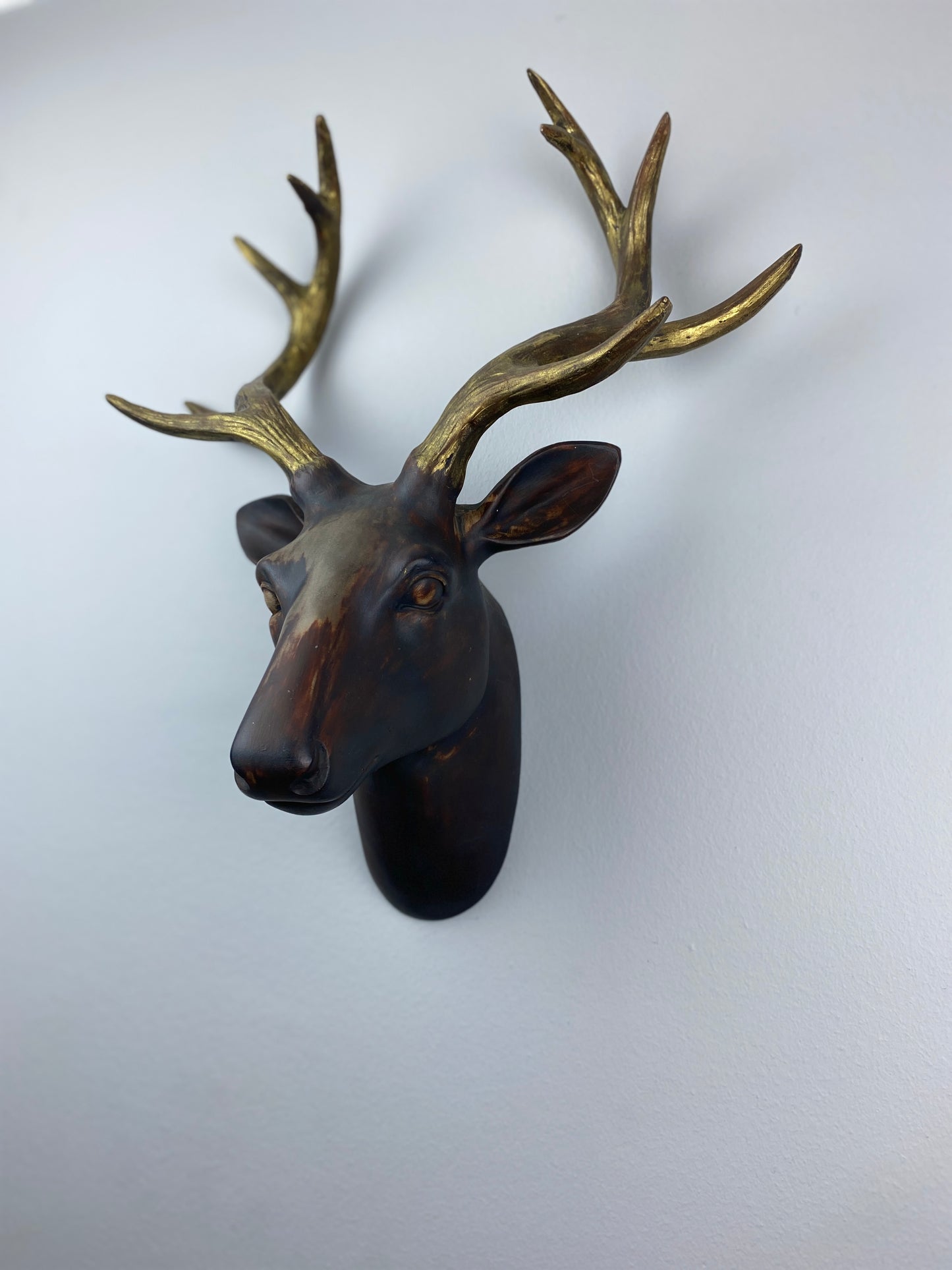 Deer 'Golden Buckhorn' Animal Head Wall Sculpture, Modern Wall Art