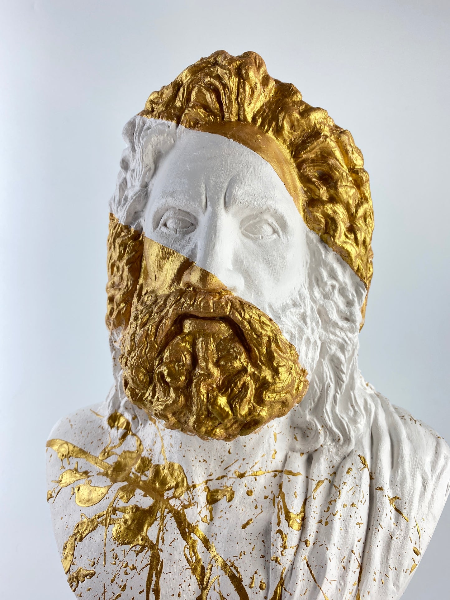 Zeus 'God but Gold' Pop Art Sculpture, Modern Home Decor