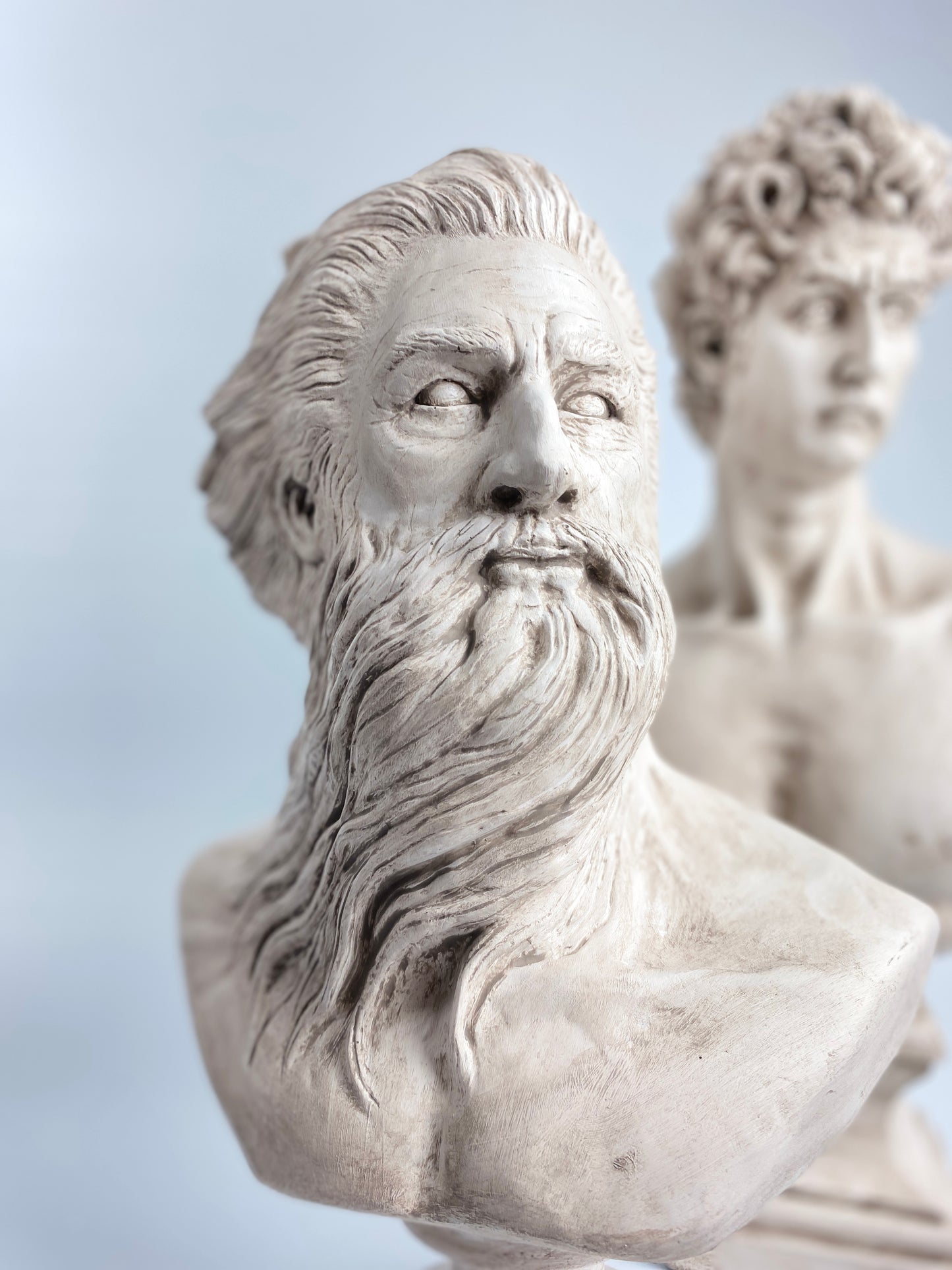 Poseidon and David 'Aged' Pop Art Sculpture Set, Modern Home Decors