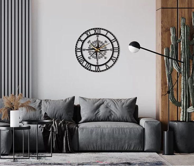 Black Nord Metal Wall Clock, Modern Metal Wall Decor