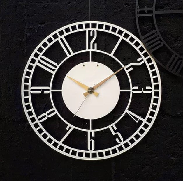Black Minute Metal Wall Clock, Modern Metal Wall Decor