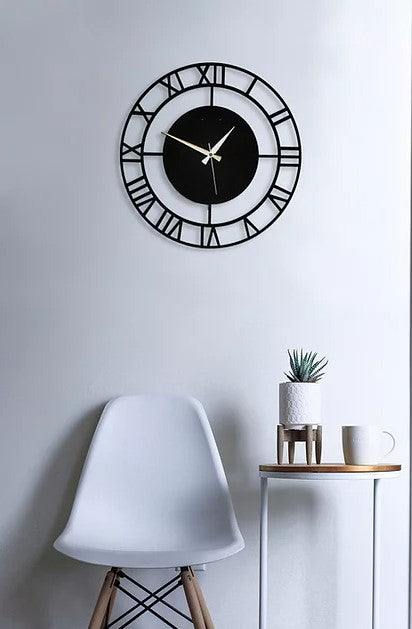 Black Elegant Metal Wall Clock, Modern Metal Wall Decor