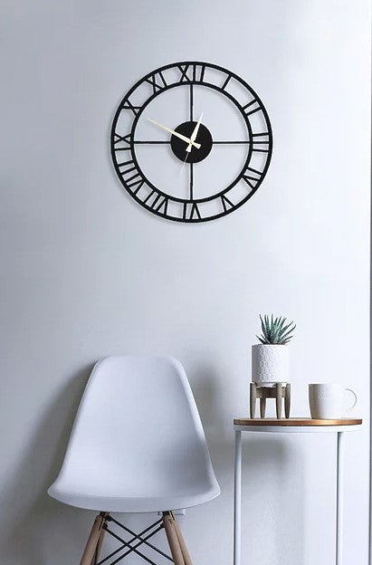 Black Rustic Metal Wall Clock, Modern Metal Wall Decor
