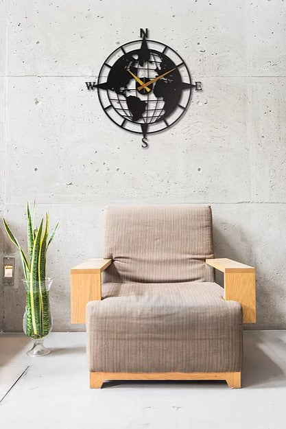 Black Marginal Metal Wall Clock, Modern Metal Wall Decor