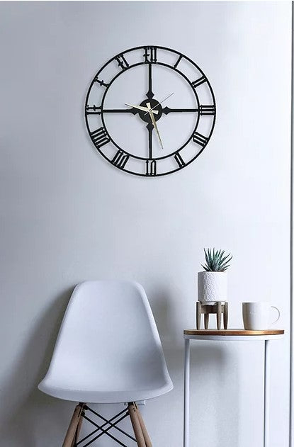 Black Antique Metal Wall Clock, Modern Metal Wall Decor