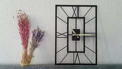 Black Four Metal Wall Clock, Modern Metal Wall Decor