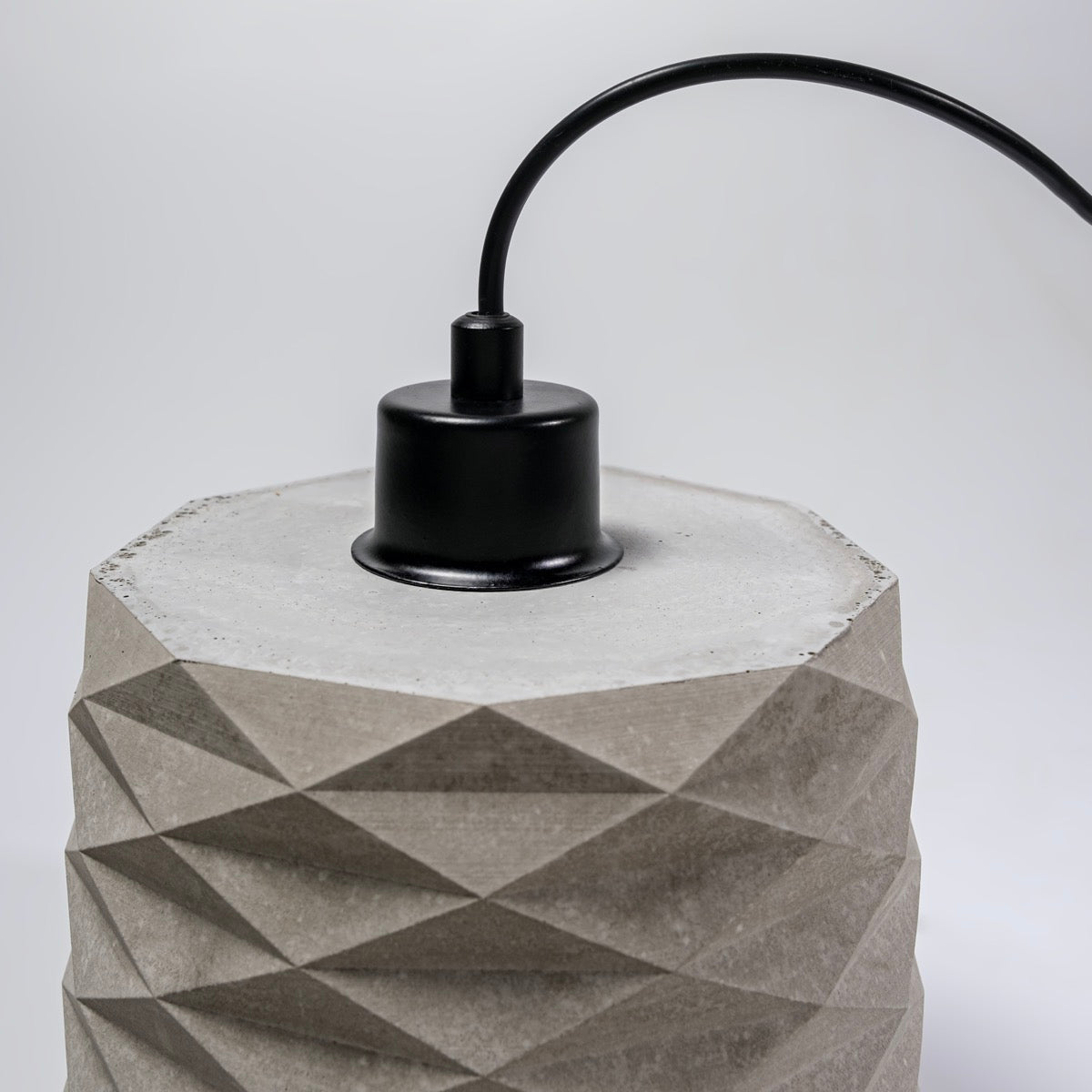 Grey Concrete Pendant Lamp with Metal Detail Modern Pendant Lamp